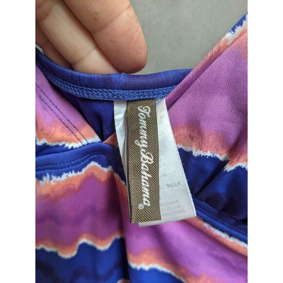 Tommy Bahama One-piece Swimsuit Sz 16 XL Striped Sunset Tankini Ruched Tropical - Picture 10 of 11